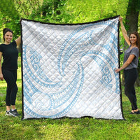 White Sunday Lotu Tamaiti Quilt Polynesian Wave Pastel Sky Blue - Polynesian Pride