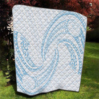 White Sunday Lotu Tamaiti Quilt Polynesian Wave Pastel Sky Blue - Polynesian Pride