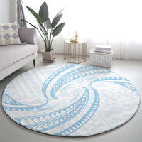 White Sunday Lotu Tamaiti Round Carpet Polynesian Wave Pastel Sky Blue - Polynesian Pride