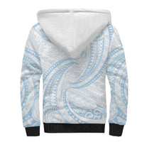 White Sunday Lotu Tamaiti Sherpa Hoodie Polynesian Wave Pastel Sky Blue - Polynesian Pride