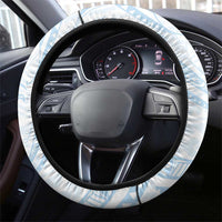 White Sunday Lotu Tamaiti Steering Wheel Cover Polynesian Wave Pastel Sky Blue - Polynesian Pride