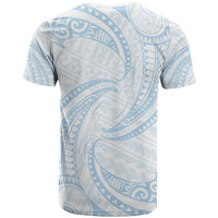 White Sunday Lotu Tamaiti T Shirt Polynesian Wave Pastel Sky Blue - Polynesian Pride