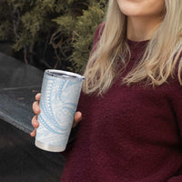 White Sunday Lotu Tamaiti Tumbler Cup Polynesian Wave Pastel Sky Blue - Polynesian Pride