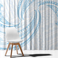 White Sunday Lotu Tamaiti Window Curtain Polynesian Wave Pastel Sky Blue - Polynesian Pride