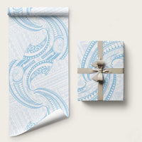 White Sunday Lotu Tamaiti Wrapping Paper Polynesian Wave Pastel Sky Blue - Polynesian Pride