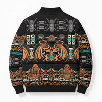 Black Batik Papua-inspired Pattern Bomber Puffer Jacket - Polynesian Pride
