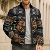 Black Batik Papua-inspired Pattern Bomber Puffer Jacket - Polynesian Pride