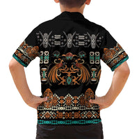Black Batik Papua-inspired Pattern Family Matching Long Sleeve Bodycon Dress and Hawaiian Shirt - Polynesian Pride