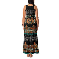 Black Batik Papua-inspired Pattern Family Matching Tank Maxi Dress and Hawaiian Shirt - Polynesian Pride