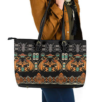 Black Batik Papua-inspired Pattern Leather Tote Bag - Polynesian Pride