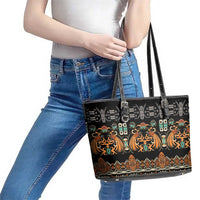 Black Batik Papua-inspired Pattern Leather Tote Bag - Polynesian Pride