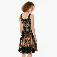 Black Batik Papua-inspired Pattern Midi Dress - Polynesian Pride