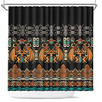 Black Batik Papua-inspired Pattern Shower Curtain LT9 Black - Polynesian Pride