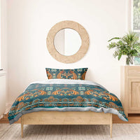 Dark Cyan Blue Batik Papua-inspired Pattern Bedding Set - Polynesian Pride