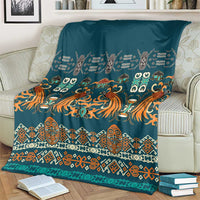 Dark Cyan Blue Batik Papua-inspired Pattern Blanket - Polynesian Pride