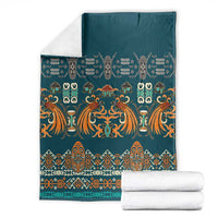 Dark Cyan Blue Batik Papua-inspired Pattern Blanket - Polynesian Pride