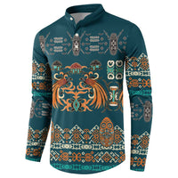 Dark Cyan Blue Batik Papua-inspired Pattern Button Sweatshirt - Polynesian Pride