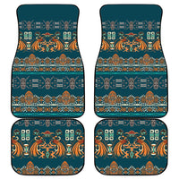 Dark Cyan Blue Batik Papua-inspired Pattern Car Mats - Polynesian Pride