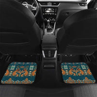 Dark Cyan Blue Batik Papua-inspired Pattern Car Mats - Polynesian Pride