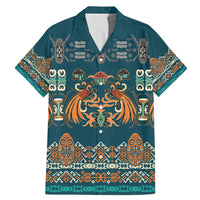 Dark Cyan Blue Batik Papua-inspired Pattern Family Matching Mermaid Dress and Hawaiian Shirt - Polynesian Pride
