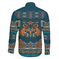 Dark Cyan Blue Batik Papua-inspired Pattern Family Matching Off Shoulder Maxi Dress and Hawaiian Shirt - Polynesian Pride