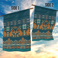 Dark Cyan Blue Batik Papua-inspired Pattern Garden Flag - Polynesian Pride
