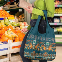 Dark Cyan Blue Batik Papua-inspired Pattern Grocery Bag - Polynesian Pride