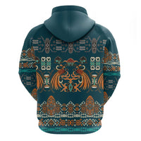 Dark Cyan Blue Batik Papua-inspired Pattern Hoodie - Polynesian Pride