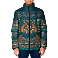 Dark Cyan Blue Batik Papua-inspired Pattern Padded Jacket - Polynesian Pride