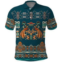 Dark Cyan Blue Batik Papua-inspired Pattern Polo Shirt LT9 Blue - Polynesian Pride