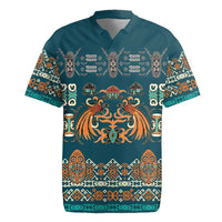 Dark Cyan Blue Batik Papua-inspired Pattern Rugby Jersey - Polynesian Pride