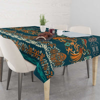 Dark Cyan Blue Batik Papua-inspired Pattern Tablecloth - Polynesian Pride