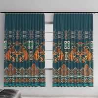 Dark Cyan Blue Batik Papua-inspired Pattern Window Curtain - Polynesian Pride