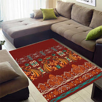 Oxblood Batik Papua-inspired Pattern Area Rug - Polynesian Pride