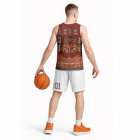Oxblood Batik Papua-inspired Pattern Basketball Jersey - Polynesian Pride