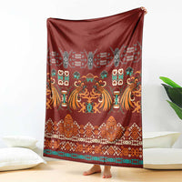 Oxblood Batik Papua-inspired Pattern Blanket - Polynesian Pride