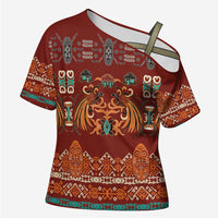 Oxblood Batik Papua-inspired Pattern Cross Shoulder Shirt - Polynesian Pride