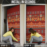 Oxblood Batik Papua-inspired Pattern Door Cover - Polynesian Pride