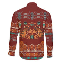 Oxblood Batik Papua-inspired Pattern Family Matching Off Shoulder Short Dress and Hawaiian Shirt - Polynesian Pride