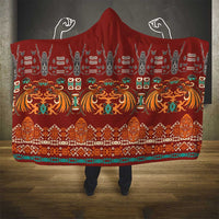 Oxblood Batik Papua-inspired Pattern Hooded Blanket - Polynesian Pride