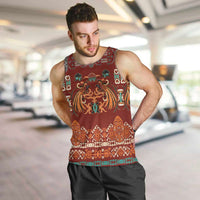 Oxblood Batik Papua-inspired Pattern Men Tank Top - Polynesian Pride