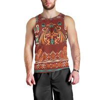 Oxblood Batik Papua-inspired Pattern Men Tank Top - Polynesian Pride