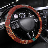 Oxblood Batik Papua-inspired Pattern Steering Wheel Cover - Polynesian Pride
