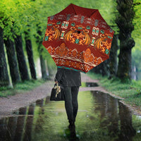 Oxblood Batik Papua-inspired Pattern Umbrella - Polynesian Pride