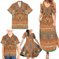 Terracotta Batik Papua-inspired Pattern Family Matching Summer Maxi Dress and Hawaiian Shirt - Polynesian Pride