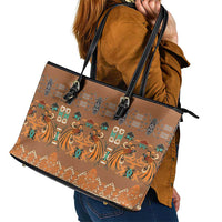Terracotta Batik Papua-inspired Pattern Leather Tote Bag - Polynesian Pride