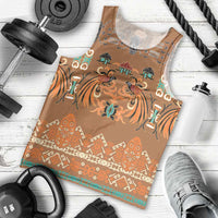 Terracotta Batik Papua-inspired Pattern Men Tank Top - Polynesian Pride