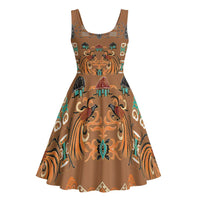 Terracotta Batik Papua-inspired Pattern Midi Dress - Polynesian Pride
