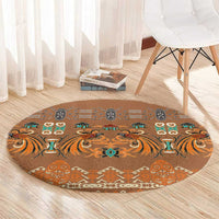 Terracotta Batik Papua-inspired Pattern Round Carpet - Polynesian Pride