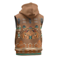 Terracotta Batik Papua-inspired Pattern Sleeveless Zip Hoodie - Polynesian Pride